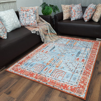 Avioni Faux Silk Carpet for Your Living Room | Persian Design | Durable and Washable | BrickLane Collection
