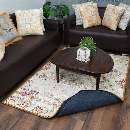 Avioni Faux Silk Carpet | Tribal Elements, Luxurious, Durable and Washable | Earthy Elegance Collection