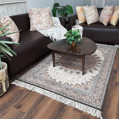 Avioni Faux Silk Carpet for Your Living Room | Luxurious Persian Design | Washable | Earthy Elegance Collection