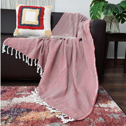 Avioni Premium 100% Cotton Sofa Throws/Blankets-Red