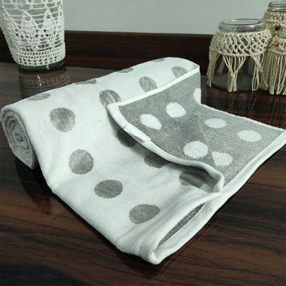 Avioni 100% Cotton Premium & Luxury Soft Linen Bath Towels in White Silver Polka Dot Finish