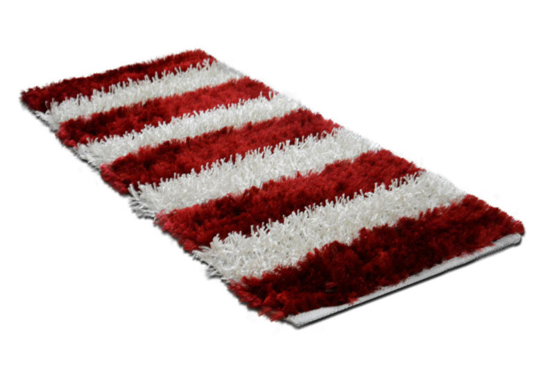 Diwali Special Pooja Mat/ Bed Side Runner /Shaggy Rugs(56 X 140 cm) Red And White By Avioni