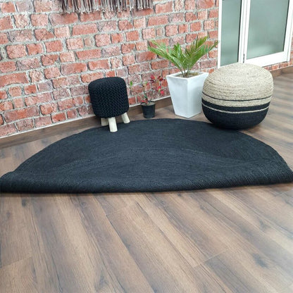 Avioni Home Contemporary Collection -Handmade Dyed Jute In Black Round – Multiple Sizes