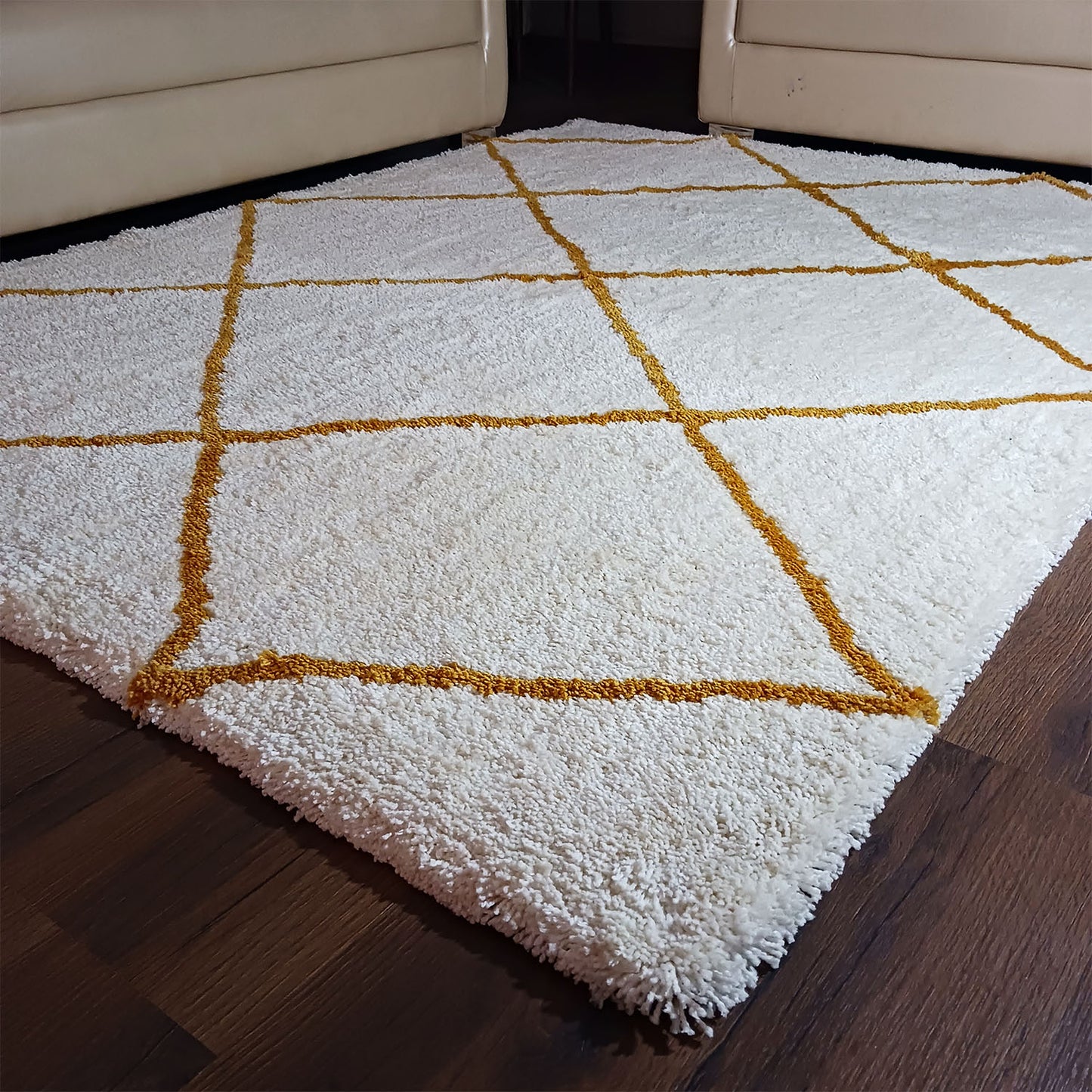 Avioni Atlas Collection- Micro Yellow and Cream Moroccon Design Carpet -Different Sizes