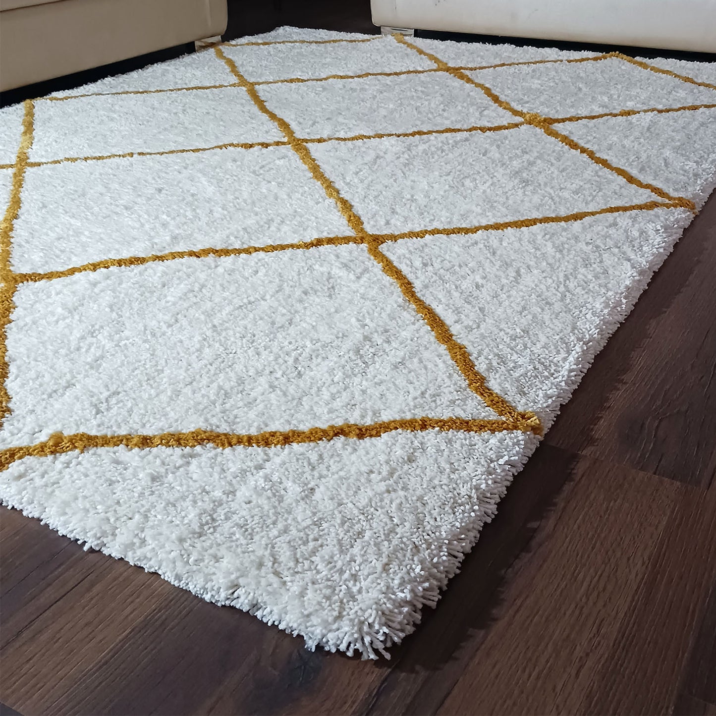 Avioni Atlas Collection- Micro Yellow and Cream Moroccon Design Carpet -Different Sizes