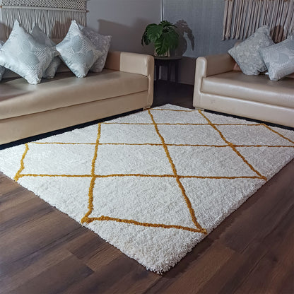 Avioni Atlas Collection- Micro Yellow and Cream Moroccon Design Carpet -Different Sizes