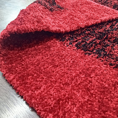 Avioni Handloom Cut Shuttle Rugs by Master Artisans | Feather like Luxurious Silk Soft Touch | Home Washable | Red and Black | Reversible