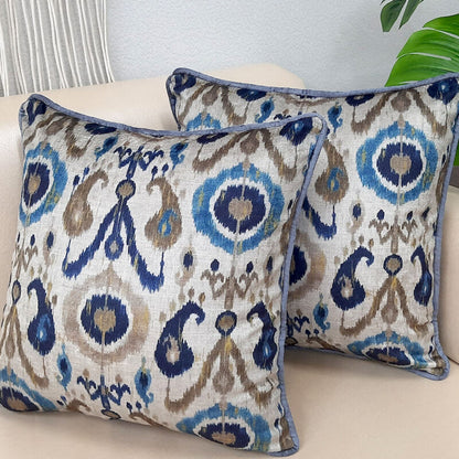 Cushion Cover with Filler – Ikat Beautiful Design -40cm x 40cm (~16″ x 16″) – Set of 2