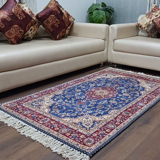 Silk Carpet Persian Design Collection Red and Blue – Living Room Rug -Avioni