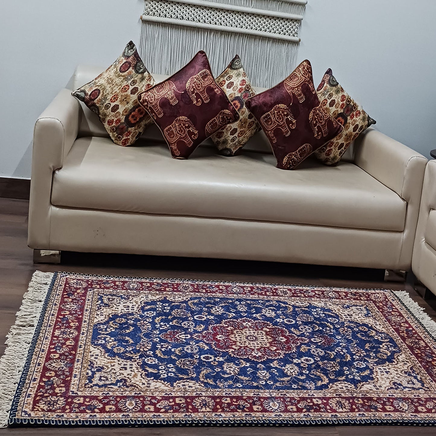 Silk Carpet Persian Design Collection Red and Blue – Living Room Rug -Avioni