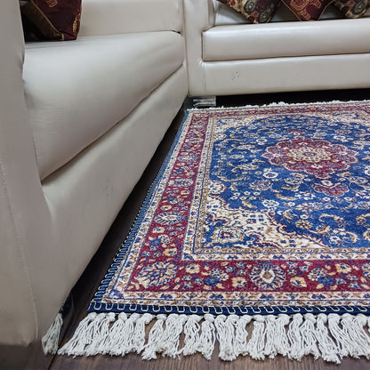 Silk Carpet Persian Design Collection Red and Blue – Living Room Rug -Avioni