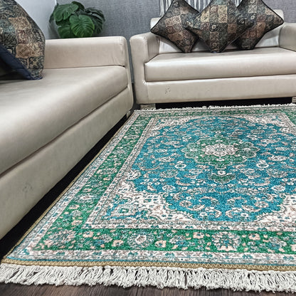 Silk Carpet Persian Design Collection Green – Living Room Rug-Avioni