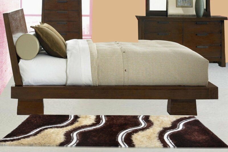 Handloom Shaggy Coffee And Beige Carpet/Bedside Runners 55cm x 137cm (~22″ x 55″) by Avioni