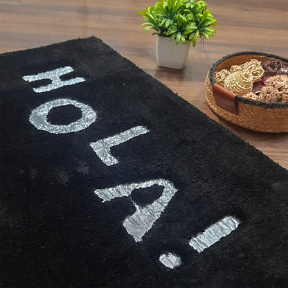 Avioni Divine Collection | Luxury Golden Touch Tufted Rug In "HOLA" (Spanish Greeting) Soft And Plush Handmade Door Mats | Pooja Mats | BathMats | Different Sizes