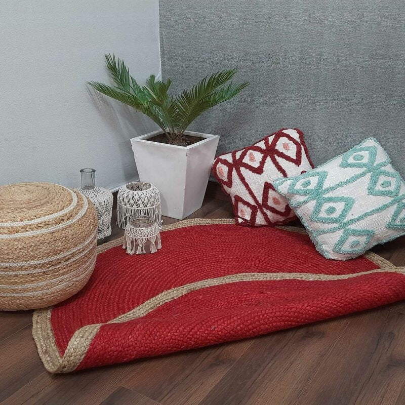 Jute Mat – Braided Area Rugs – Rug In Eclectic Red – Handmade -Avioni Premium Eco Collection