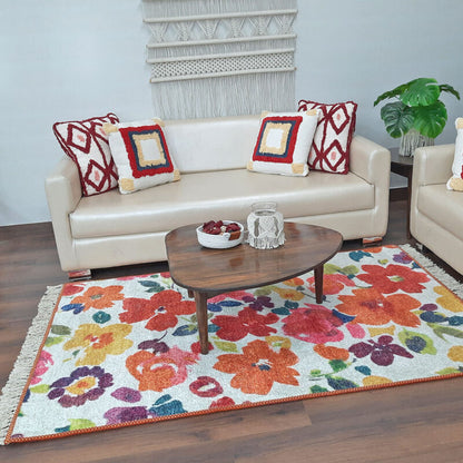 Faux Silk Carpet Beautiful Floral Design – Living Room Rug – Avioni