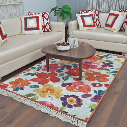 Faux Silk Carpet Beautiful Floral Design – Living Room Rug – Avioni