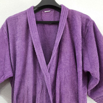 Loomkart Very Fine Export Quality Bath Robes in Purple Without Hood in Avioni Zip-Packing Unisex