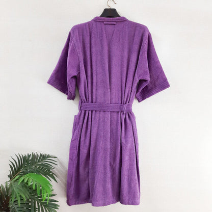 Loomkart Very Fine Export Quality Bath Robes in Purple Without Hood in Avioni Zip-Packing Unisex