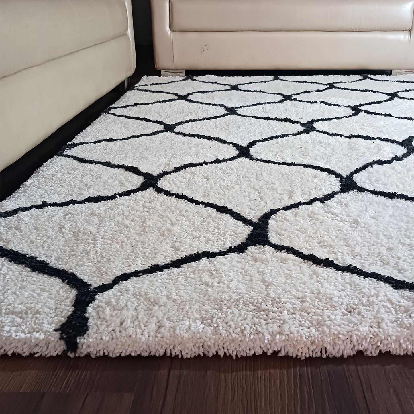 Avioni Atlas Collection- Micro Moroccan Lattice Carpets In Cream And Gray-Different Sizes