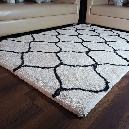 Avioni Atlas Collection- Micro Moroccan Lattice Carpets In Cream And Gray-Different Sizes