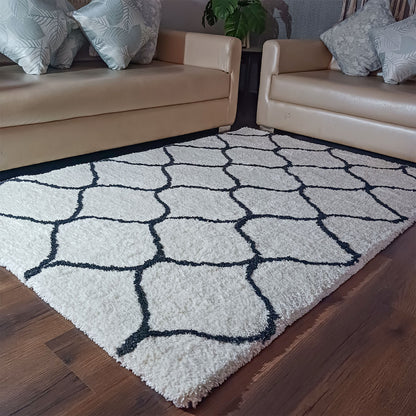 Avioni Atlas Collection- Micro Moroccan Lattice Carpets In Cream And Gray-Different Sizes