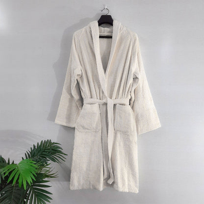 Bathrobes With Hood 100% Cotton Fine Quality in White Cream Color by Avioni