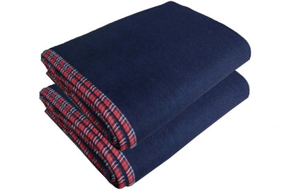 Woolen Blankets – Blue Bonfire Check Border- set of 2 Blankets – MSF