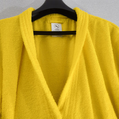 Loomkart Very Fine Export Quality Bath Robes in Yellow in Avioni Zip-Packing- Standard Size