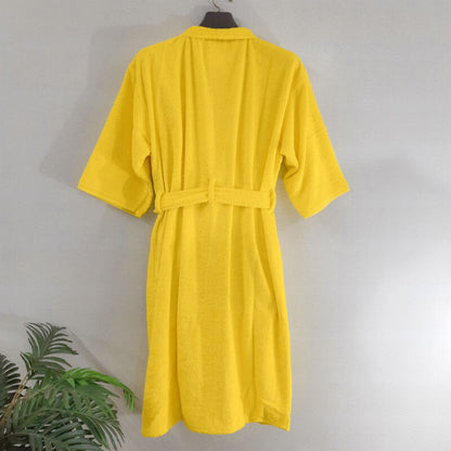 Loomkart Very Fine Export Quality Bath Robes in Yellow in Avioni Zip-Packing- Standard Size