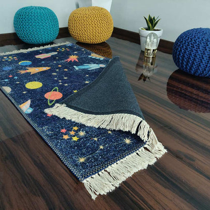 Silk Carpet Kids Collection – Astronauts In Sky Kids Room Rug -Avioni