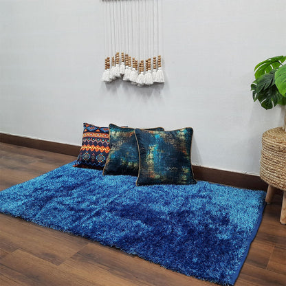 Avioni Handloom Dhurry For Living Room In Flurry Yarn Fur Reversible Multicolor -90cm x 150cm (~3×5 Feet)