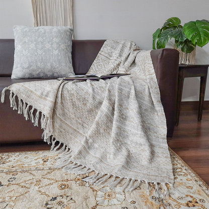 Avioni Beautiful Soft Sofa Throw | Modern Ethnic Design | Virgin Premium Polyester Slub Handloom Sofa Throw