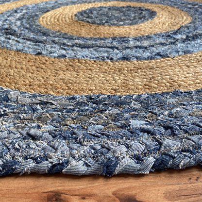 Avioni Home Eco Collection – Handmade Recycled Jute & Denim Braided Carpet – Colorful Contemporary Eco-friendly – Multiple Sizes