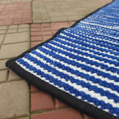 Avioni Luxury Soft Premium Chenille Stripe -Blue & White- Yoga Mat 60cm x 180cm (~2×5.5 Feet)