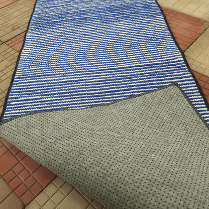 Avioni Luxury Soft Premium Chenille Stripe -Blue & White- Yoga Mat 60cm x 180cm (~2×5.5 Feet)