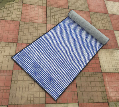 Avioni Luxury Soft Premium Chenille Stripe -Blue & White- Yoga Mat 60cm x 180cm (~2×5.5 Feet)