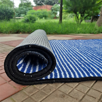 Avioni Luxury Soft Premium Chenille Stripe -Blue & White- Yoga Mat 60cm x 180cm (~2×5.5 Feet)