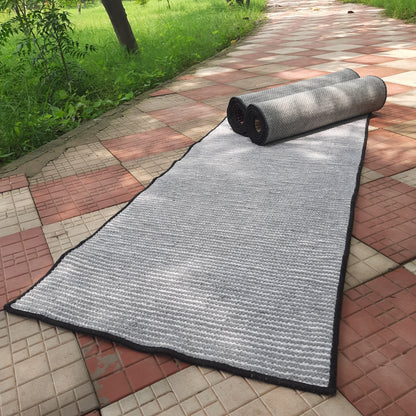 Avioni Luxury Soft Premium Chenille Stripe-Grey & White-Yoga Mat 60cm x 180cm (~2×5.5 Feet)