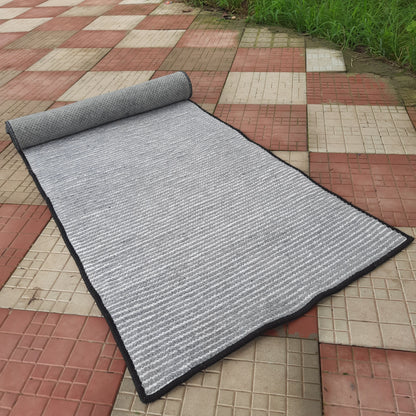 Avioni Luxury Soft Premium Chenille Stripe-Grey & White-Yoga Mat 60cm x 180cm (~2×5.5 Feet)