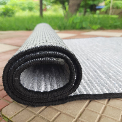 Avioni Luxury Soft Premium Chenille Stripe-Grey & White-Yoga Mat 60cm x 180cm (~2×5.5 Feet)