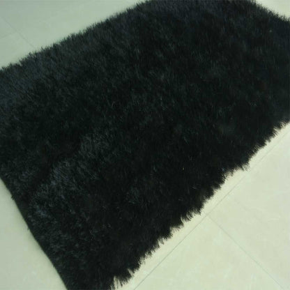 Flurry Yarn Fur Dhurrie For Living Room|Black|By Avioni| 90cm x 150cm (~3×5 Feet)