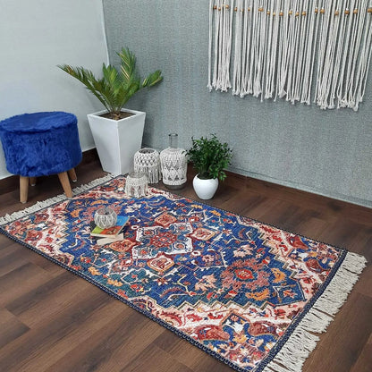 Avioni Washable Luxury Carpets -Ethnic Collection/ Blue Rug / Multiple Sizes