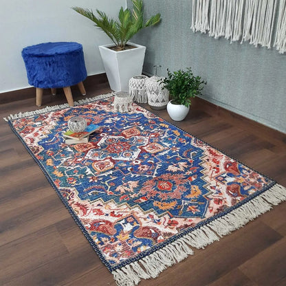 Avioni Washable Luxury Carpets -Ethnic Collection/ Blue Rug / Multiple Sizes