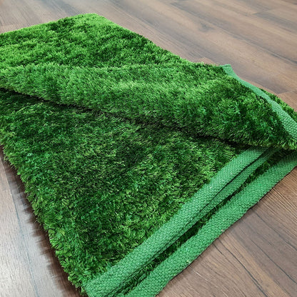 Flurry Yarn Fur Dhurrie For Living Room|Green|By Avioni| 90cm x 150cm (~3×5 Feet)