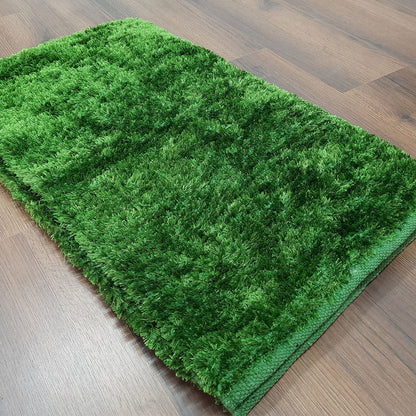 Flurry Yarn Fur Dhurrie For Living Room|Green|By Avioni| 90cm x 150cm (~3×5 Feet)