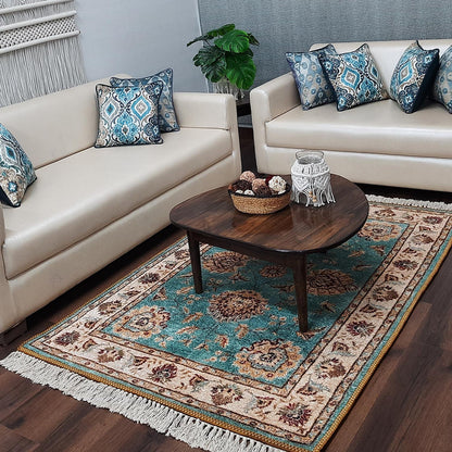 Silk Carpet Persian Design Collection in Beautiful Aqua – Living Room Rug – Avioni