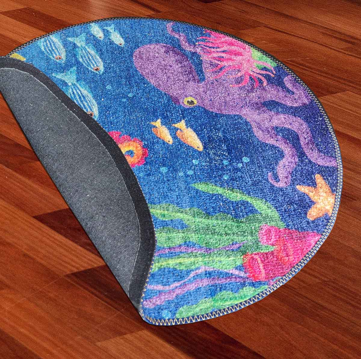 Avioni Carpet For Kids Room – Round -Ocean Blue