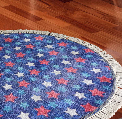 Avioni Carpet For Kids Room – Round Rug -Blue Stars