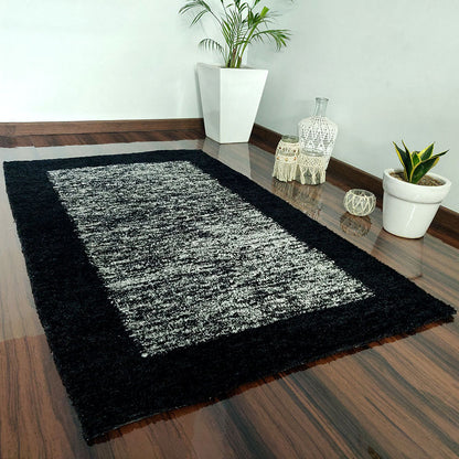 Avioni Carpet Silk Neo Collection- Luxury Modern Border Tiedye Design – White and Black